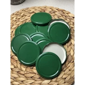Metal 82 mm Konserve Kavanoz Kapağı Slikonlu Yeşil 100 Adet