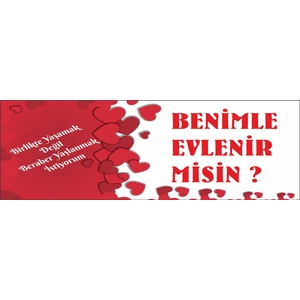 Evlilik Teklifi Pankartı 50X150 cm Afiş