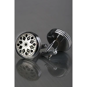 Gümüş Renk Siyah Taşlı Kol Düğmesi KD1231