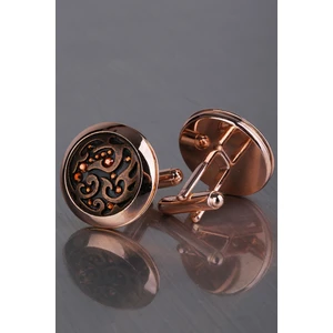 Bronz Renk Turuncu Taşlı Kol Düğmesi KD1208