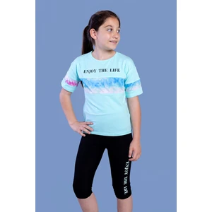 Toontoy Kız Çocuk Garnili Baskılı Taytlı Takım