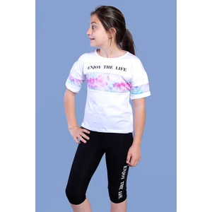 Toontoy Kız Çocuk Garnili Baskılı Taytlı Takım