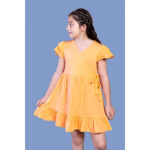 Toontoy Kız Çocuk Yandan Bağlama Detaylı Kruvaze Elbise