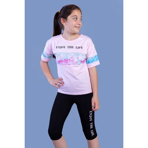 Toontoy Kids Toontoy Kız Çocuk Garnili Baskılı Taytlı Takım