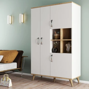 Maxi 4 Kapaklı Askılıklı Raflı Çok Amaçlı Dolap BeyazÇam GRD0103