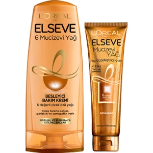 L'Oréal Paris Loreal Paris Elseve 6 Mucizevi Yağ Besleyici Bakım Kremi 375 ml + Saç Güzelleştirici Krem 150 ml