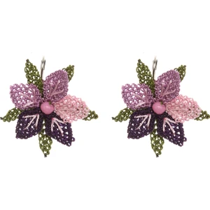 Soma Kadın Atölyesi Mini Çiçek Küpe Elişi Iğne Oyası 2 cm Mor Lila