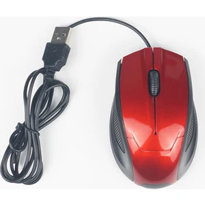 WZ-3012 Kablolu USB Optik Mouse 1600 Dpi Optic Maus Fare - Kırmızı