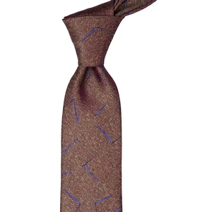 Sarı - Mürdüm Motif Desen Mendilli Klasik Kravat KK9593