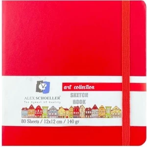 Alex Schoeller Sketch Book 80 Yaprak 140 gr 12 x 12 cm Kırmızı