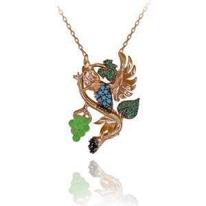 Üzüm Dalına Konmuş Arı Kuşu Gümüş Kolye