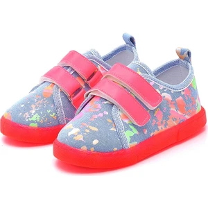 First Step Çift Cırtlı Neon Taban Çocuk Keten AYAKKABI-MAVİ-F-4002