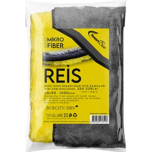 Reis Çift Kat Mikrofiber Oto Kurulama Havlusu 60×90 1300GSM – Sarı Gri
