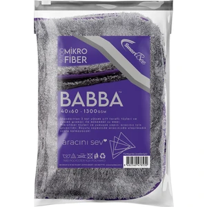 Babba Çift Kat Mikrofiber Oto Kurulama Havlusu 40×60 1300GSM – Koyu Gri