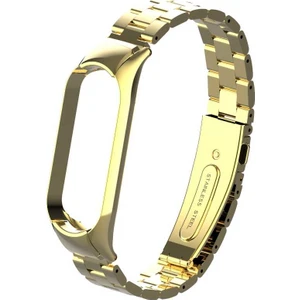 Nezih Case Xiaomi Mi Band 5 Uyumlu Metal Baklalı Klipsli Kordon Gold