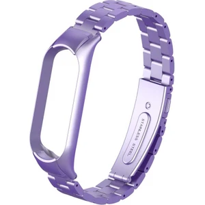 Nezih Case Xiaomi Mi Band 5 Uyumlu Metal Baklalı Klipsli Kordon Lila