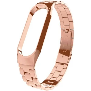 Nezih Case Xiaomi Mi Band 5 Uyumlu Metal Baklalı Klipsli Kordon Rose