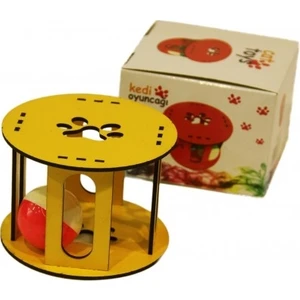 Pet Style Ahşap Yuvarlak Şekilli Toplu Kedi Oyuncağı