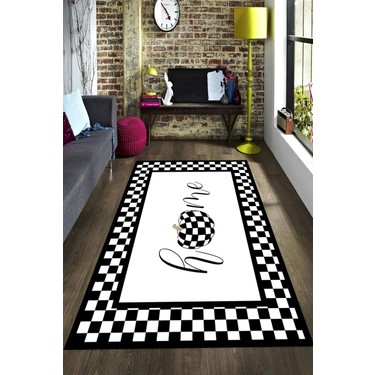 resmiro kaymaz taban yikanabilir dama cerceve desenli hali fiyati