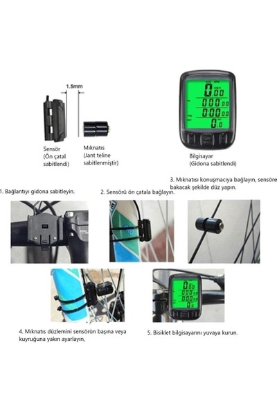 Sunding SD563B Bisiklet Kilometre Km Hız Sayacı Su Geçirmez LCD Ekran
