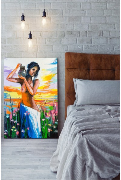 Gıftdeco 150X100CM Su Testili Kadın Dekoratif Dev Büyük Boy Kanvas Tablo