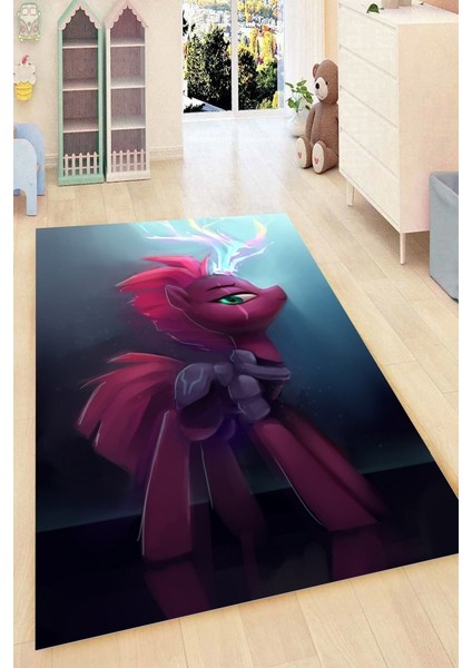 Kaymaz Taban Yıkanabilir Şirin At Illustrasyonu Çocuk Halısı