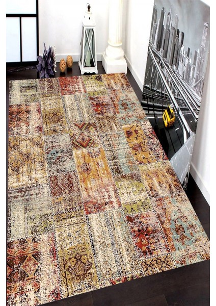 Kaymaz Taban Yıkanabilir Etnik Kilim Desenli Halı