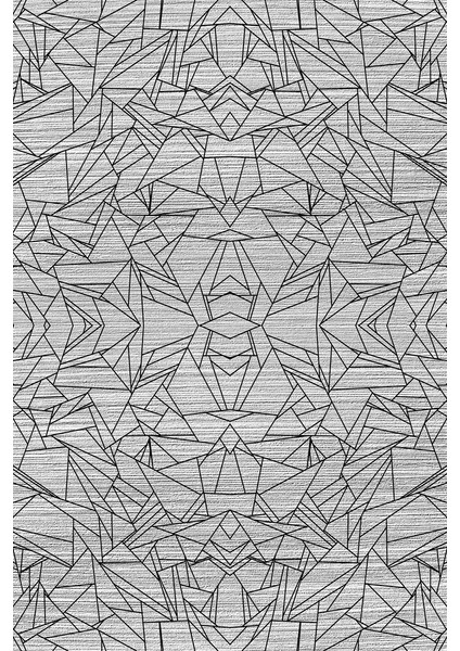 Kaymaz Taban Yıkanabilir Gri Origami Desenli Halı