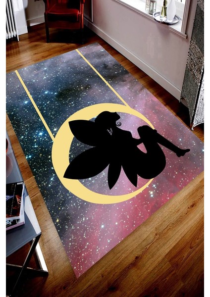 Kaymaz Taban Yıkanabilir Galaksi Düşünceli Desenli Halı