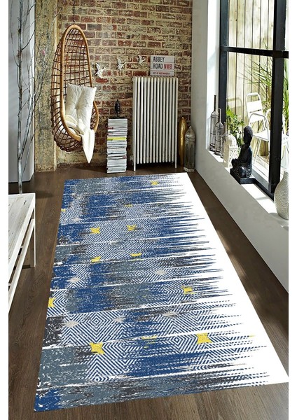 Kaymaz Taban Yıkanabilir Fırça Darbeli Motif Detaylı Halı