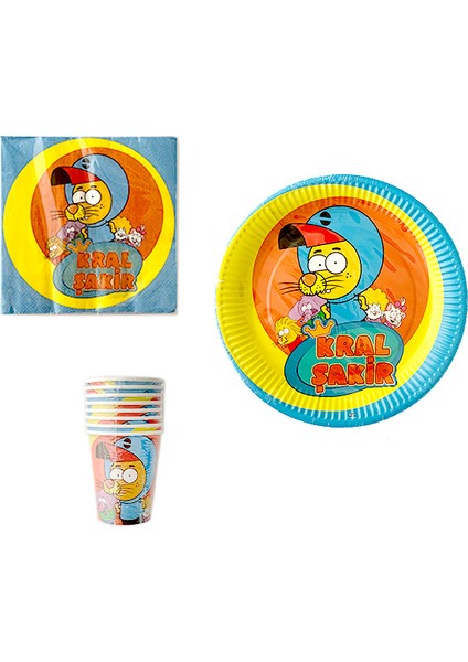 Kral Şakir Karton Parti Set (Karton Bardak, Karton Tabak, Peçete)