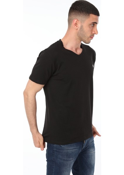 Kangal Köpeği Logolu V Yaka Siyah T-Shirt fiyatları