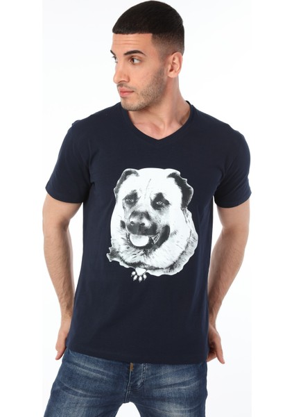 Kangal Köpeği Tasarımlı V Yaka T-Shirt