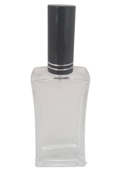 Boş Parfüm Şişesi 50 ml (5 Adet) Siyah Kapak Plastik Valf Içbükey Boş Şişe