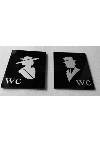 Retro Tasarım Gümüş Wc Yönlendirme Tabelası Wc Set Ikili