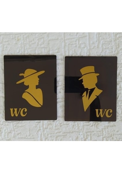Retro Tasarım Gümüş Wc Yönlendirme Tabelası Wc Set Ikili