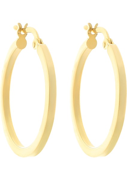 Kadın 14 Ayar Altın 2.5 cm Oval Italyan Halka Küpe