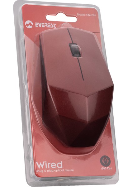 Mouse Optik 1200 Dpi Everest SM-201 Kırmızı fiyatları