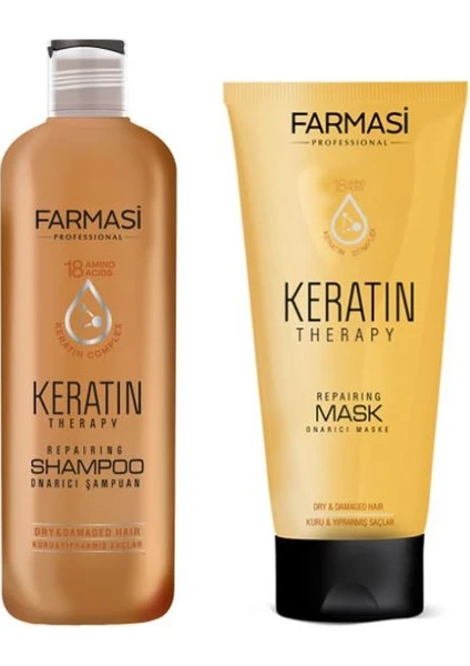 Keratin Therapy Onarıcı Şampuan 360 ml + Farmasi Keratin Therapy Onarıcı Maske 200 ml