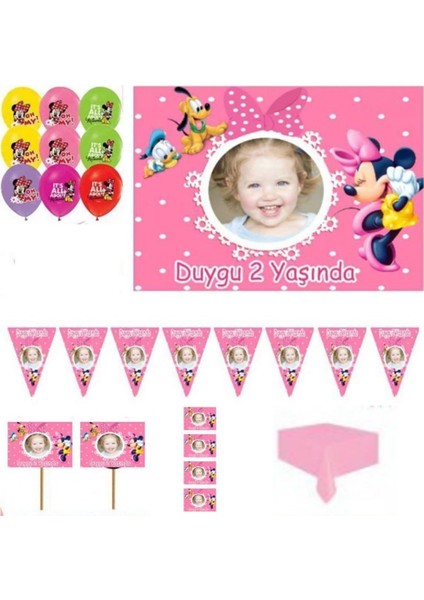 Minnie Kişiye Özel Doğum Günü Süsleri Parti Seti