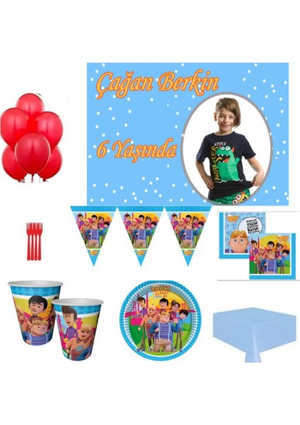 Afiş Li Rafadan Tayfa Doğum Günü Seti Fotoğraflı Parti Seti 8 Kişilik
