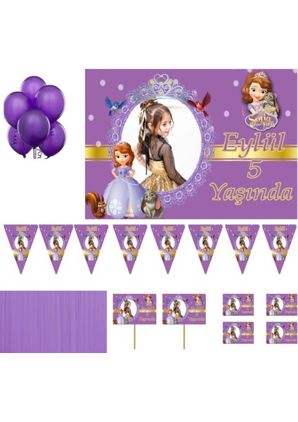 Prenses Sofia Doğum Günü Süsleri, Parti Seti, Magnet Konuşma Balonu HDTS160