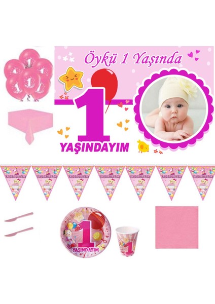 Afiş Li 8 Kişilik Bebekli 1 Yaş Doğum Günü Seti, Süleri Sofra Seti