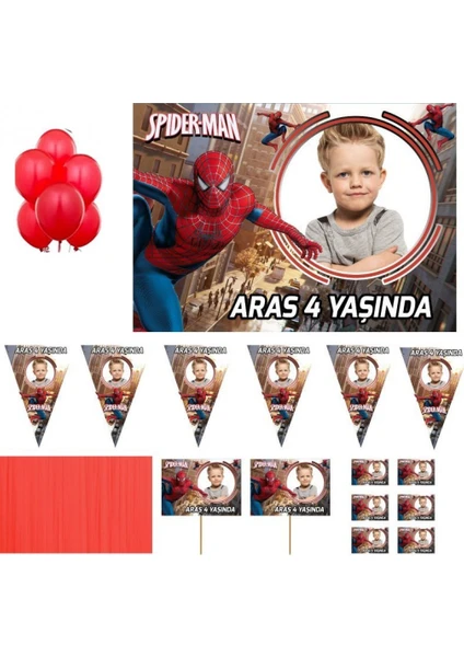 Hayaller Dükkanı Spiderman Örümcek Adam Doğum Günü Süsleri, Parti Süsleme Magnet Seti HDTS121