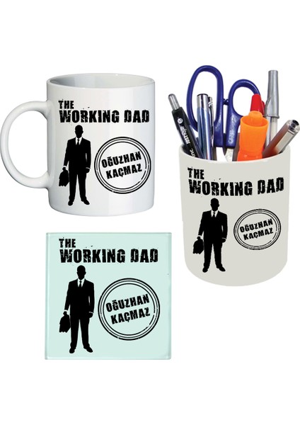 Babalar Günü Hediye Seti - Working Dad Temalı Kişiye Özel Isimli Hediye