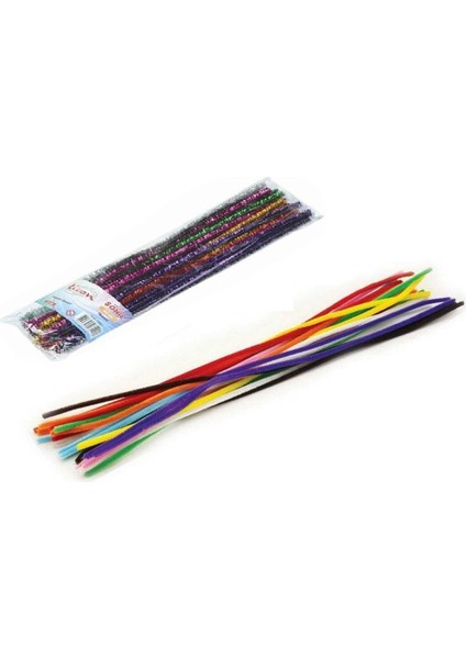 Renkli ve Metalik Renkli 2 Çeşit 30 cm Şönil 25 Paket