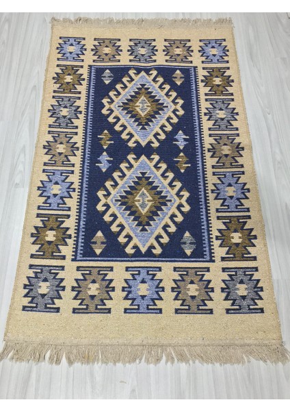 Çift Taraflı Kilim Yolluk - Eşme Desen - Mavi