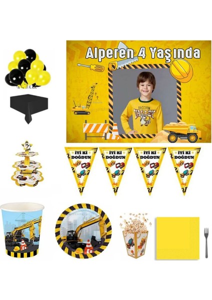 Afiş Li Inşaat Temalı Doğum Günü Seti 16 Kişilik