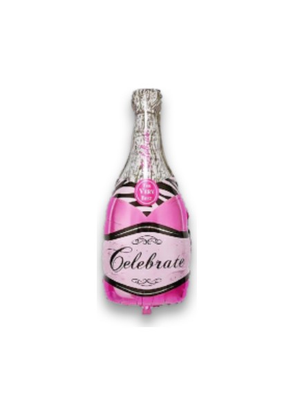 Pembe Şampanya Şişesi Şekilli Folyo Balon