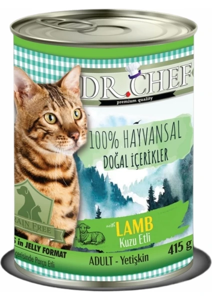 Dr. Chef Tahılsız Kuzu Etli Kedi Konservesi 415 gr x 24 Adet